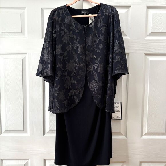 NEW Connected Apparel Dress 18W Navy Sleeveless Pullover with 27" Shawl NWT - Picture 1 of 14